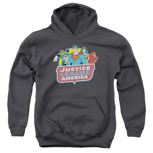 DC Comics 8 Bit League Kids Youth Hoodie Charcoal