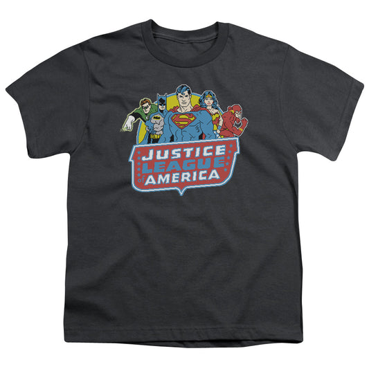 DC Comics 8 Bit League Kids Youth T Shirt Charcoal