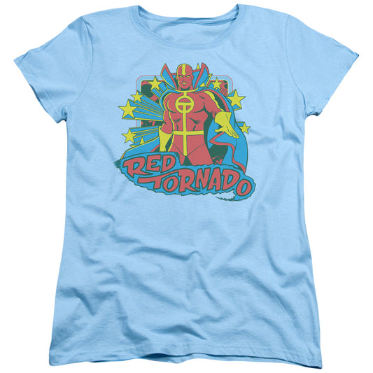 DC Comics Red Tornado Stars Womens T Shirt Light Blue