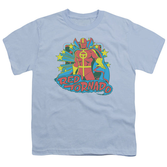 DC Comics Red Tornado Stars Kids Youth T Shirt Light Blue