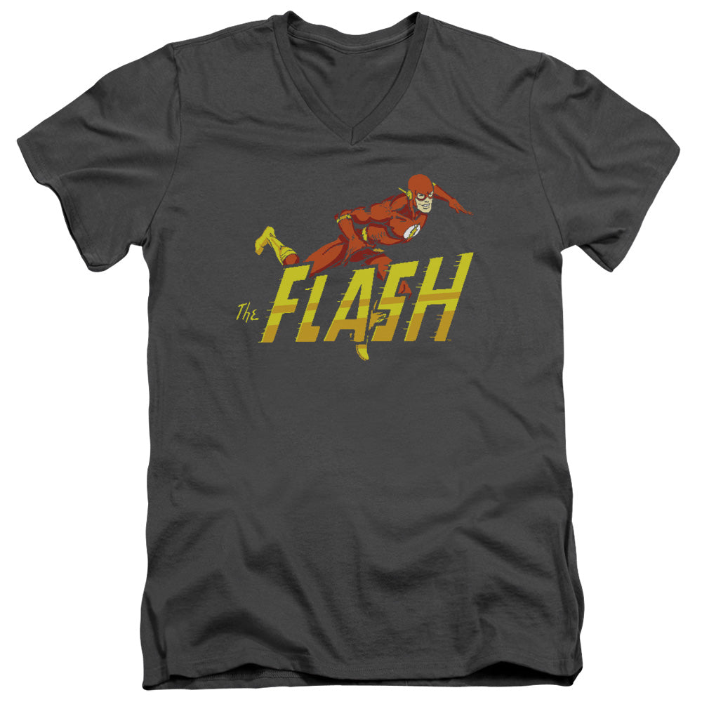 DC Comics Flash 8 Bit Flash Mens Slim Fit V Neck T Shirt Black