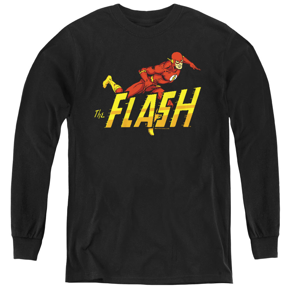 DC Comics Flash 8 Bit Flash Long Sleeve Kids Youth T Shirt Black