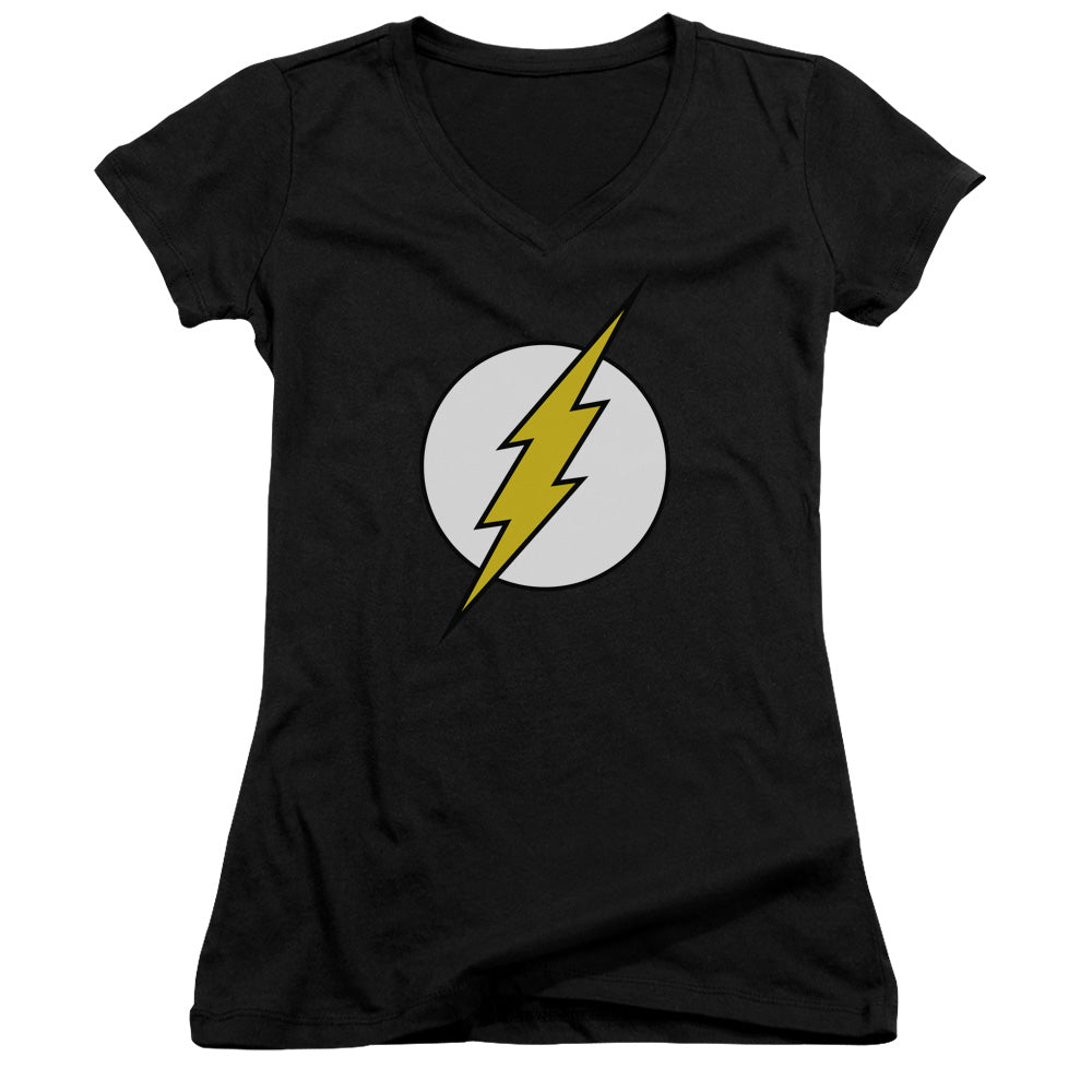 DC Comics Flash Fl Classic Junior Sheer Cap Sleeve V Neck Womens T Shirt Black