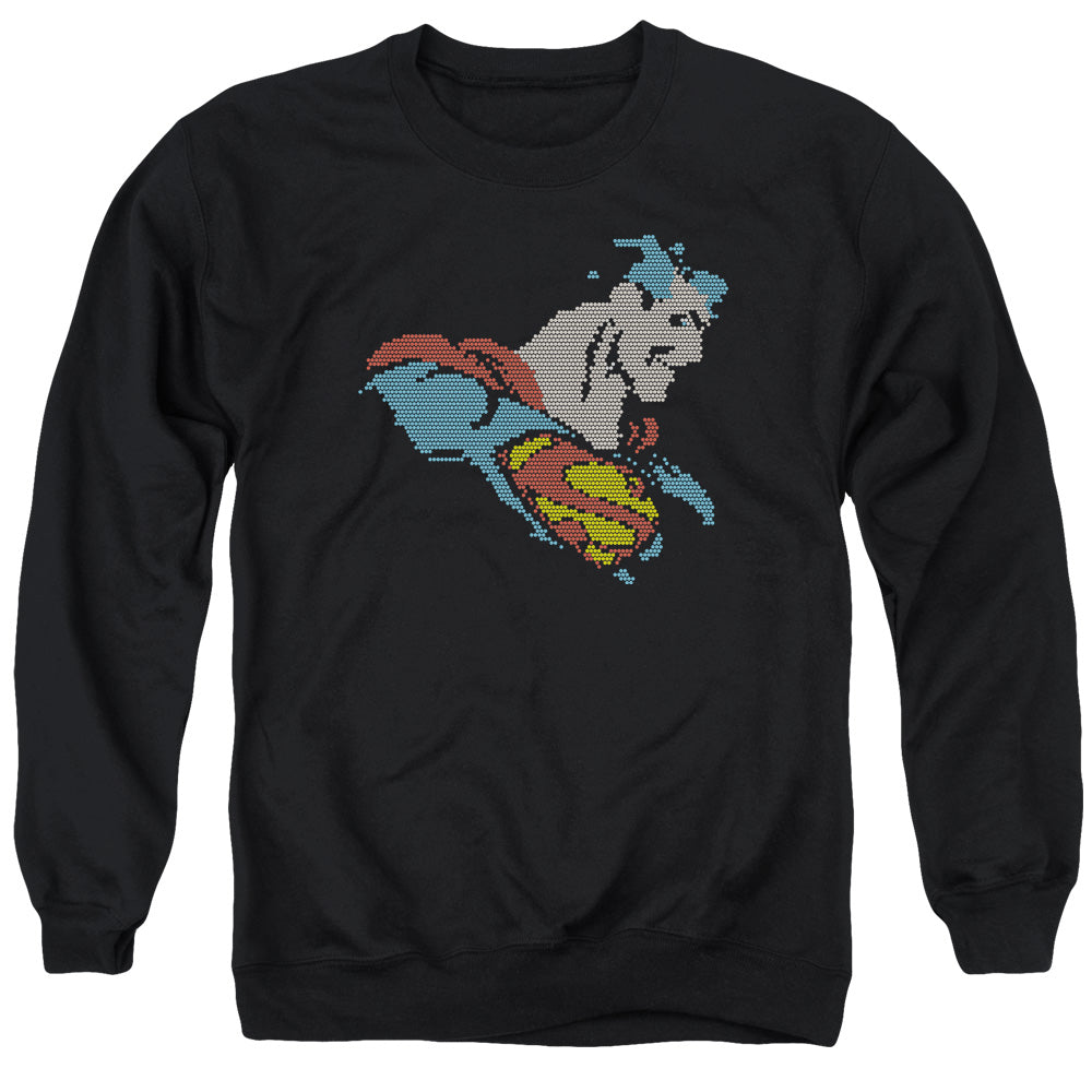 DC Comics Lite Brite Superman Mens Crewneck Sweatshirt Black