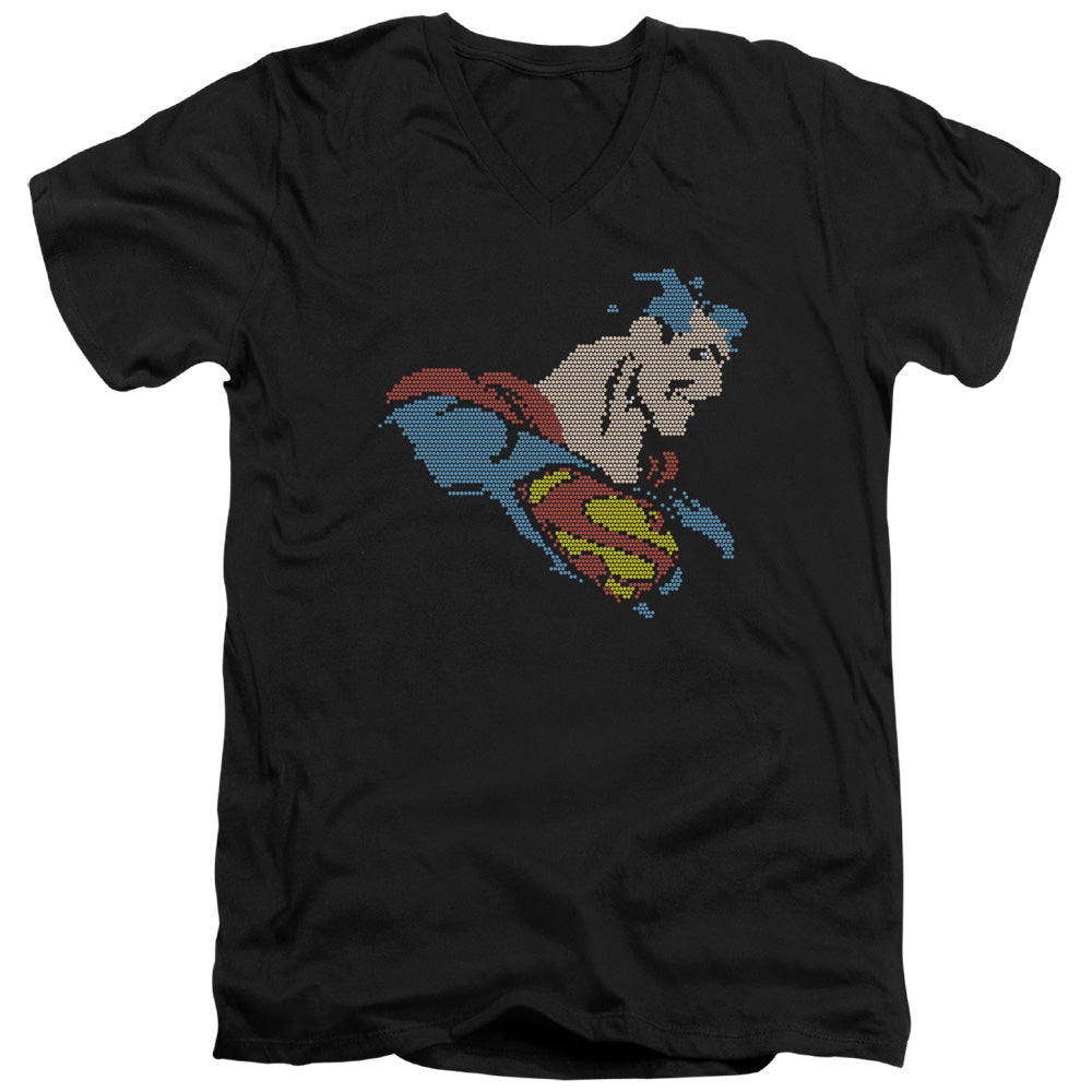 DC Comics Lite Brite Superman Mens Slim Fit V Neck T Shirt Black