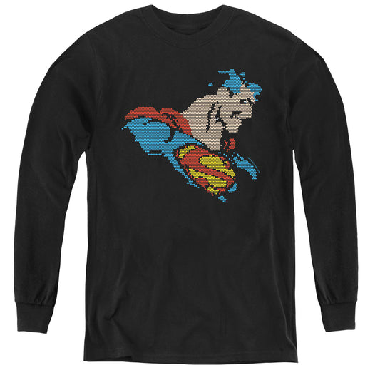 DC Comics Lite Brite Superman Long Sleeve Kids Youth T Shirt Black