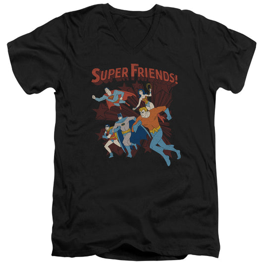 DC Comics Super Running Mens Slim Fit V Neck T Shirt Black