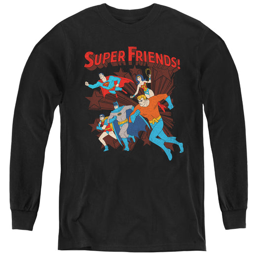 DC Comics Super Running Long Sleeve Kids Youth T Shirt Black
