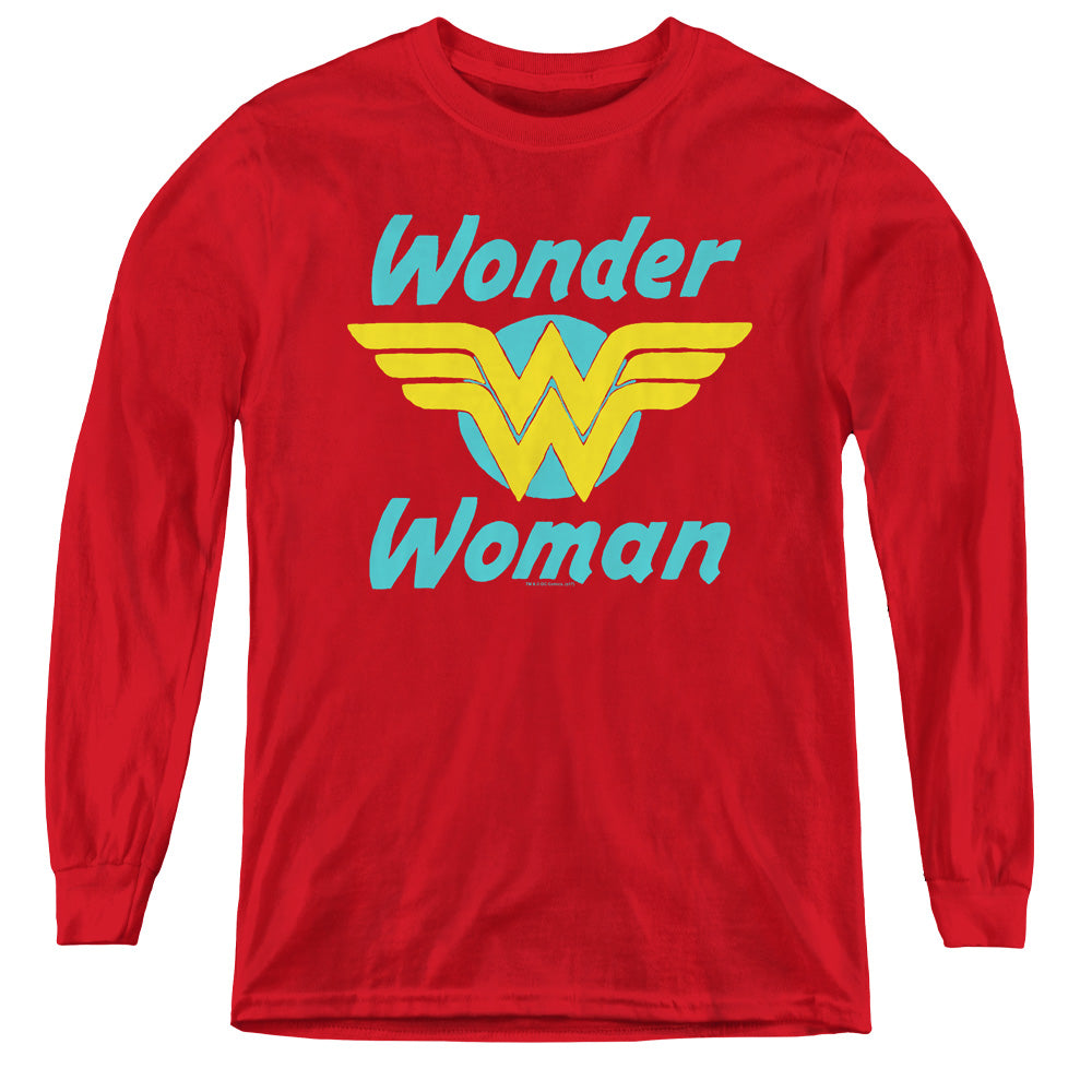 DC Comics Wonder Wings Long Sleeve Kids Youth T Shirt Red
