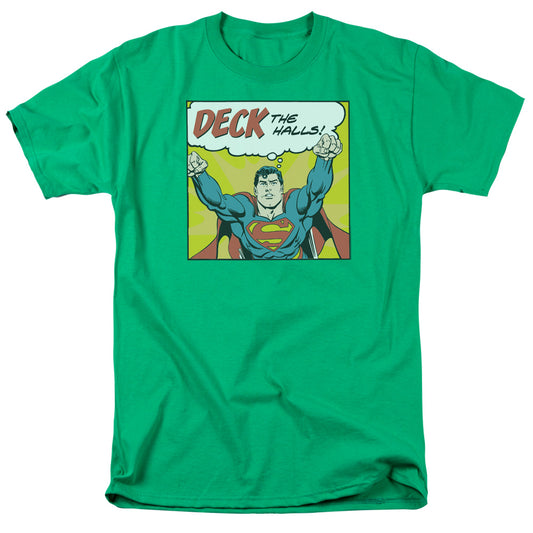 DC Comics Deck the Halls Mens T Shirt Kelly Green