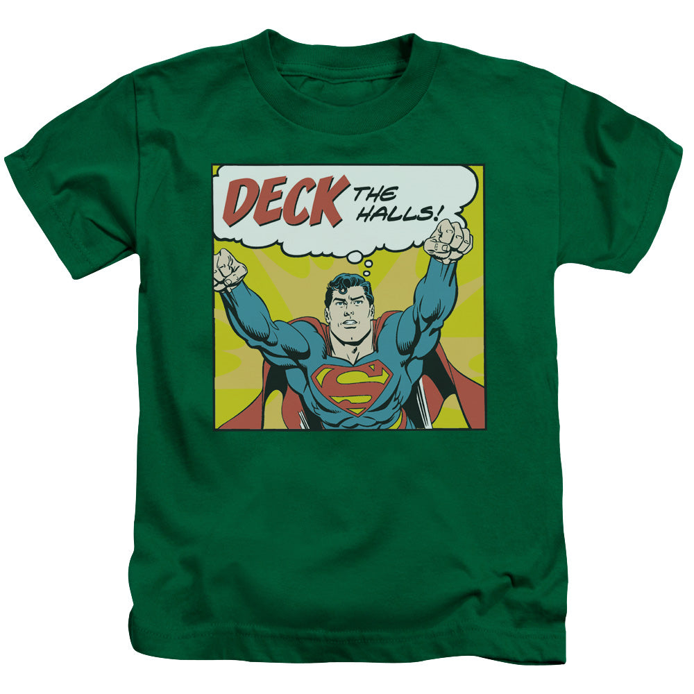 DC Comics Deck the Halls Juvenile Kids Youth T Shirt Kelly Green 