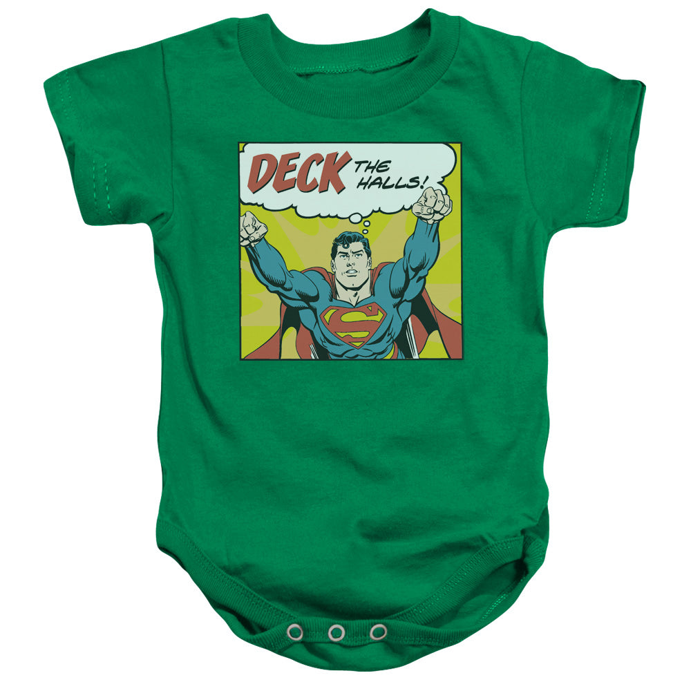 DC Comics Deck the Halls Infant Baby Snapsuit Kelly Green 