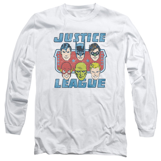 DC Comics Faces of Justice Mens Long Sleeve Shirt White