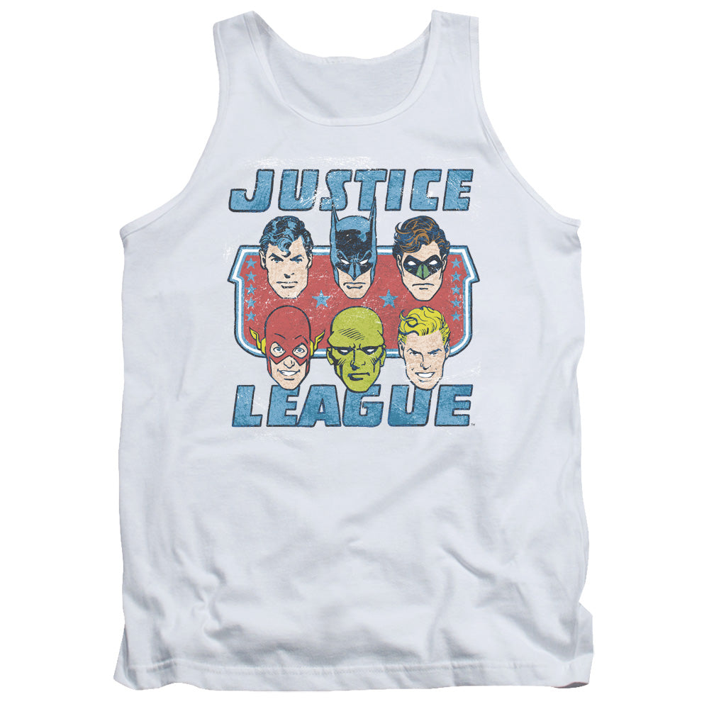 DC Comics Faces of Justice Mens Tank Top Shirt White