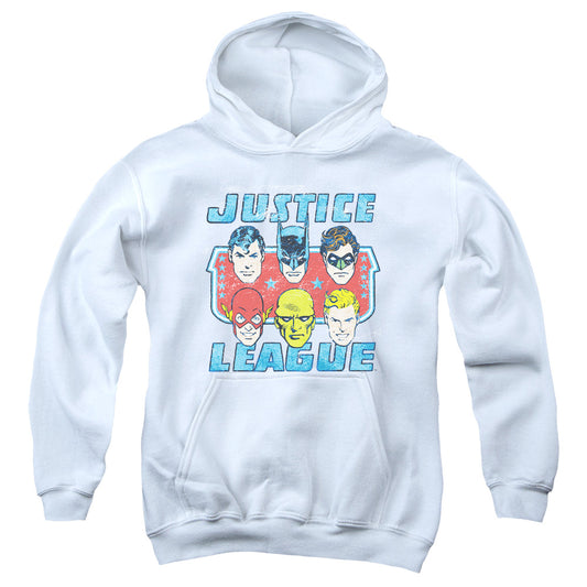 DC Comics Faces of Justice Kids Youth Hoodie White