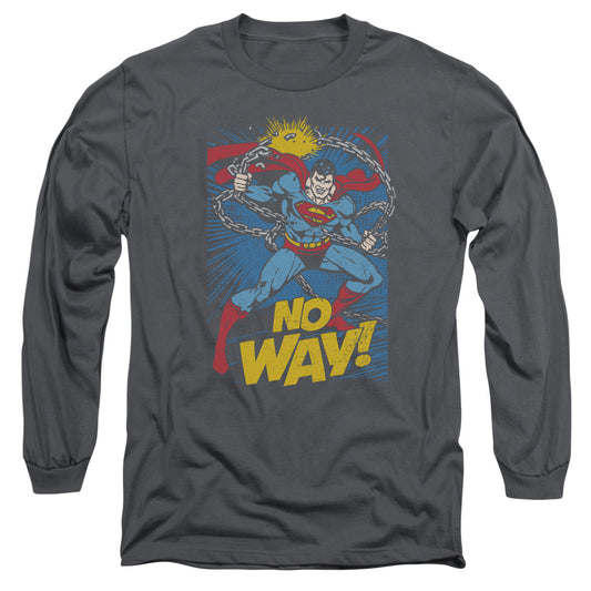 DC Comics No Way Mens Long Sleeve Shirt Charcoal