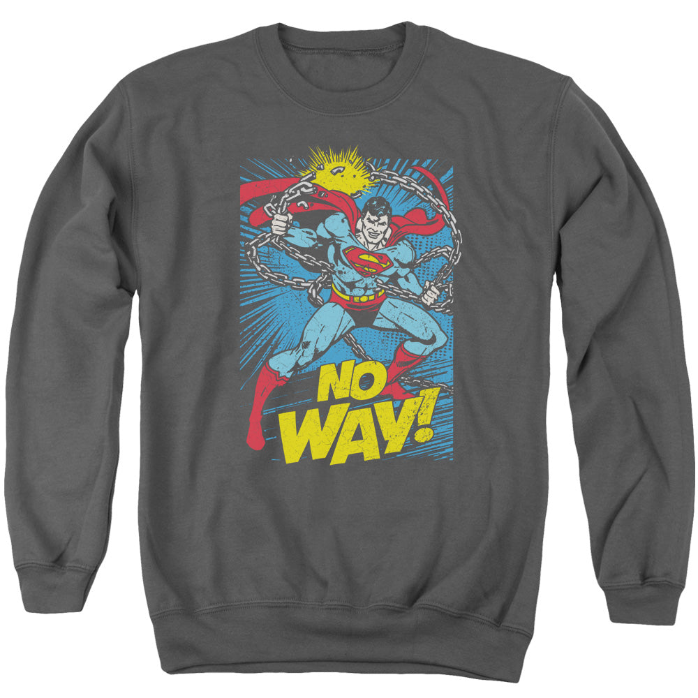 DC Comics No Way Mens Crewneck Sweatshirt Charcoal
