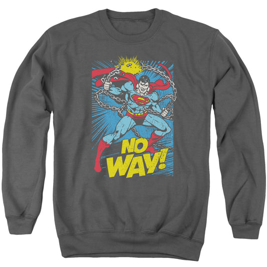 DC Comics No Way Mens Crewneck Sweatshirt Charcoal