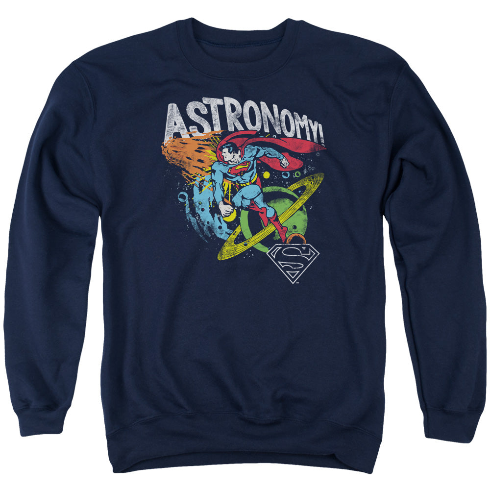 DC Comics Astronomy Mens Crewneck Sweatshirt Navy Blue