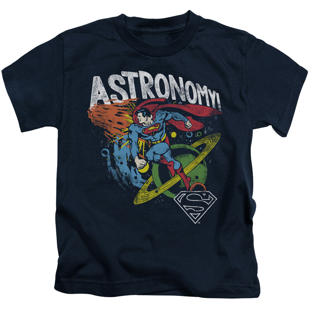 DC Comics Astronomy Juvenile Kids Youth T Shirt Navy Blue 