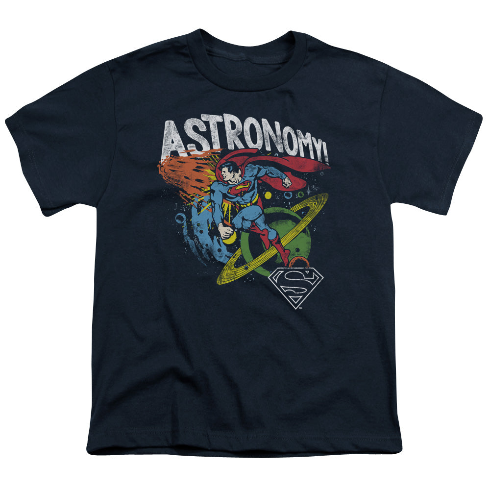 DC Comics Astronomy Kids Youth T Shirt Navy Blue