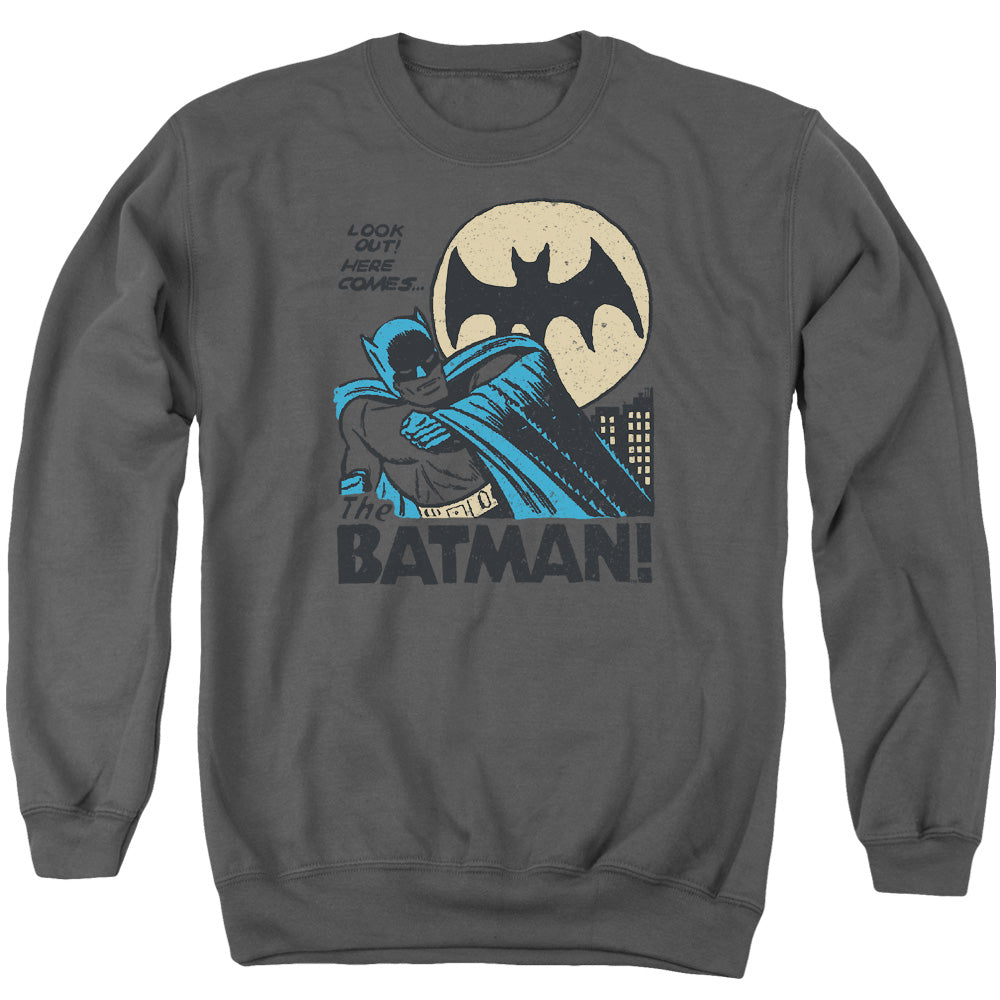DC Comics Look Out Mens Crewneck Sweatshirt Charcoal
