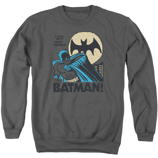 DC Comics Look Out Mens Crewneck Sweatshirt Charcoal