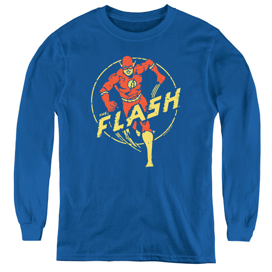 DC Comics Flash Flash Comics Long Sleeve Kids Youth T Shirt Royal Blue