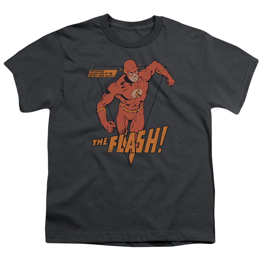 DC Comics Flash Whirlwind Kids Youth T Shirt Charcoal