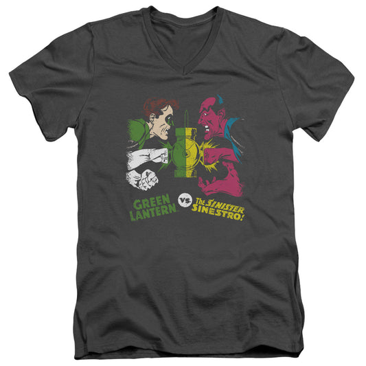 DC Comics Gl Vs Sinestro Mens Slim Fit V Neck T Shirt Charcoal