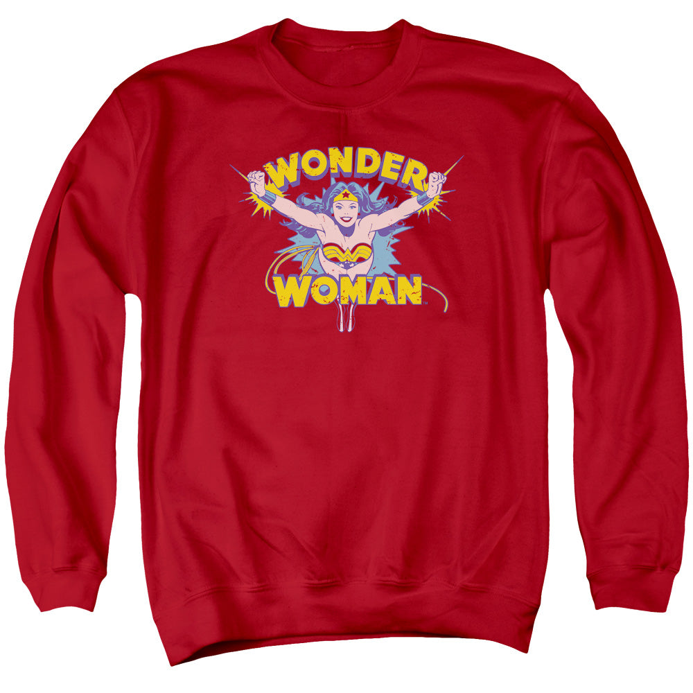 DC Comics Flying Through Mens Crewneck Sweatshirt Red