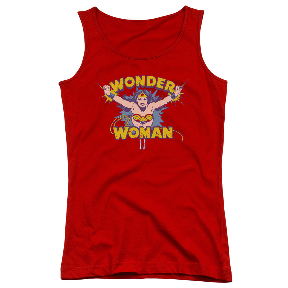 DC Comics Flying Through Womens Tank Top Shirt Red