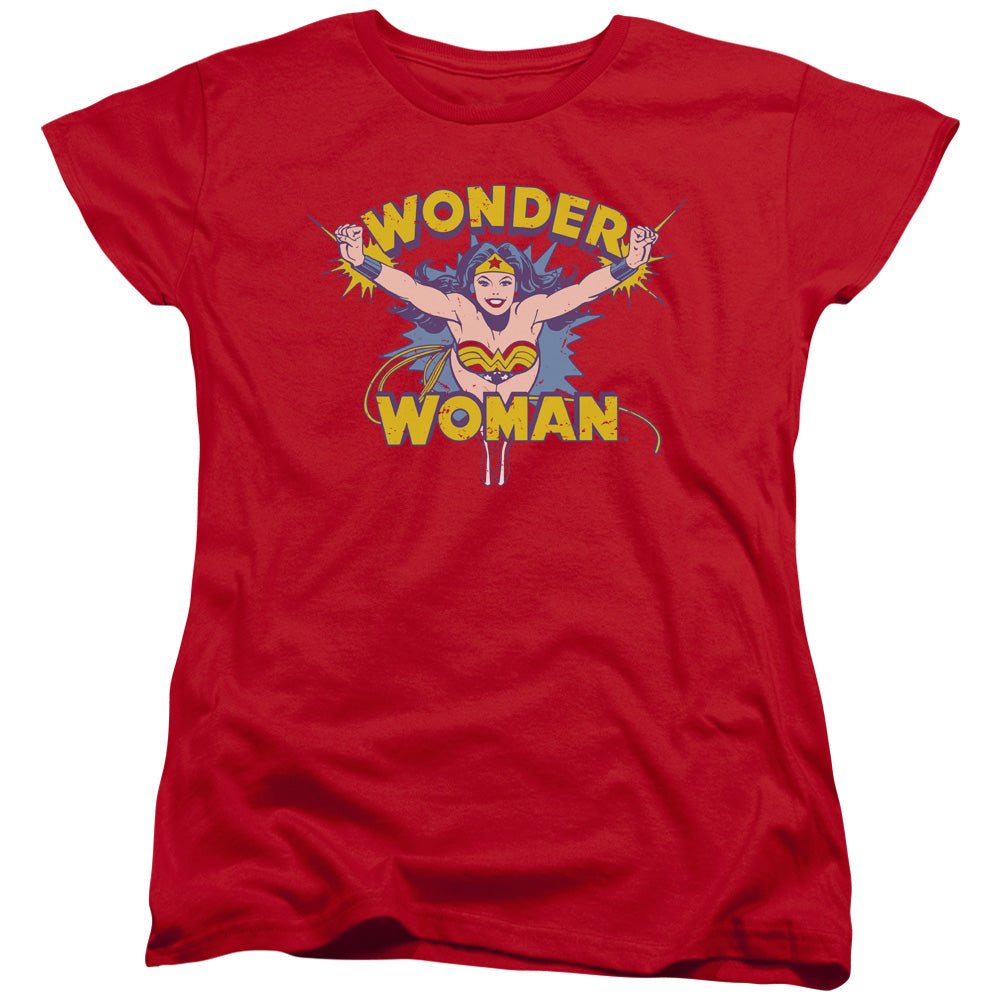 DC Comics Flying Through Womens T Shirt Red