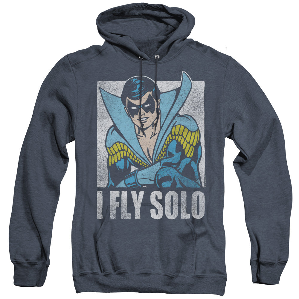 DC Comics Fly Solo Heather Mens Hoodie Navy Blue