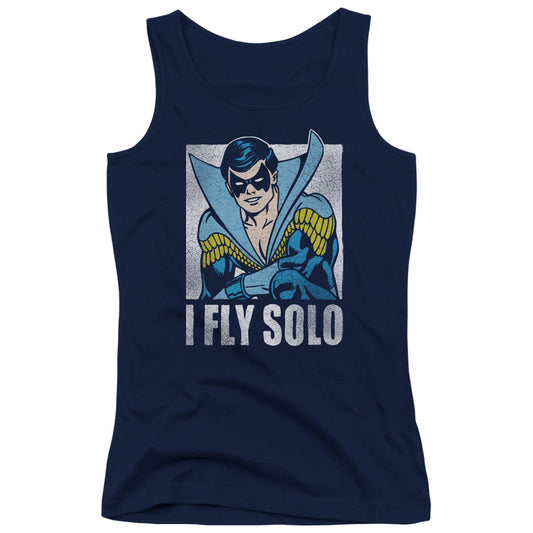 DC Comics Fly Solo Womens Tank Top Shirt Navy Blue