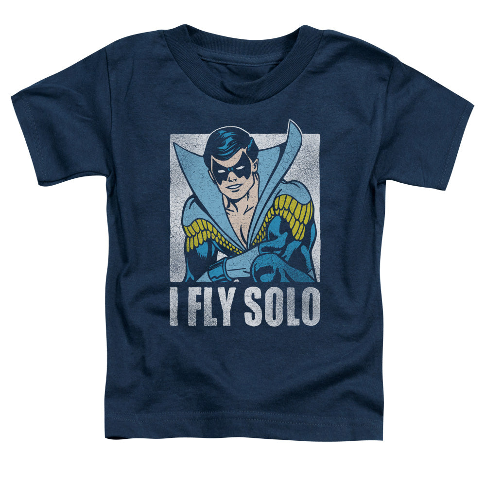 DC Comics Fly Solo Toddler Kids Youth T Shirt Navy Blue