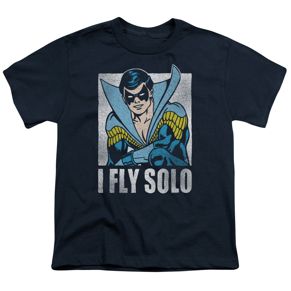 DC Comics Fly Solo Kids Youth T Shirt Navy Blue