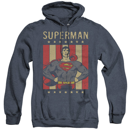 DC Comics Retro Liberty Heather Mens Hoodie Navy Blue