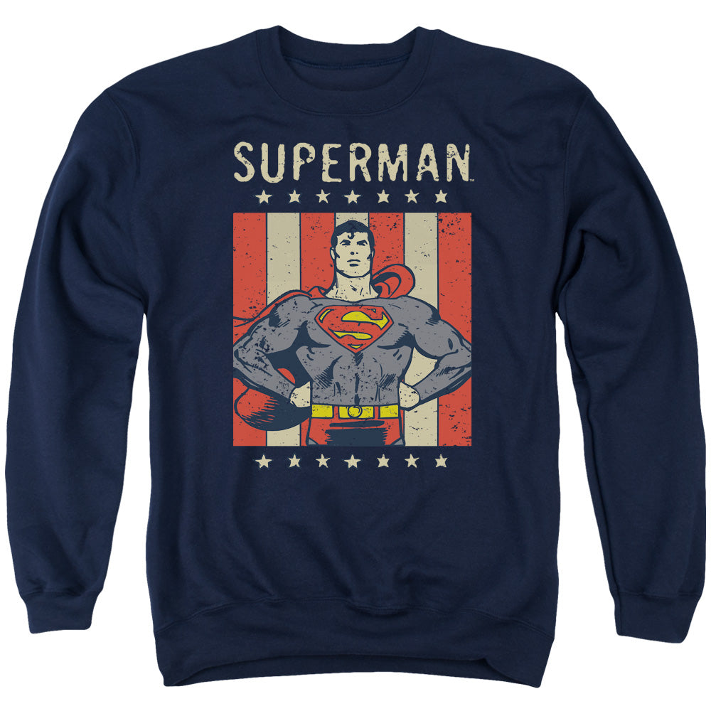 DC Comics Retro Liberty Mens Crewneck Sweatshirt Navy Blue