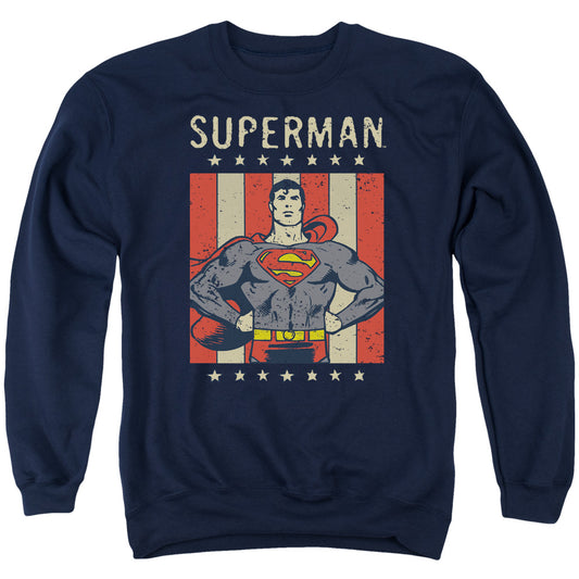 DC Comics Retro Liberty Mens Crewneck Sweatshirt Navy Blue