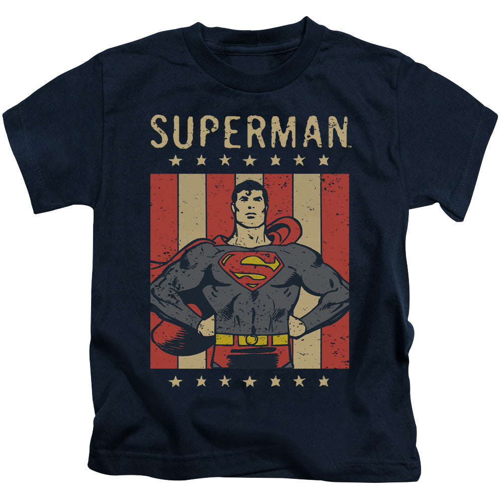 DC Comics Retro Liberty Juvenile Kids Youth T Shirt Navy Blue 
