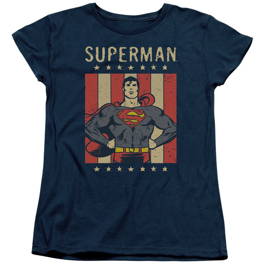 DC Comics Retro Liberty Womens T Shirt Navy Blue