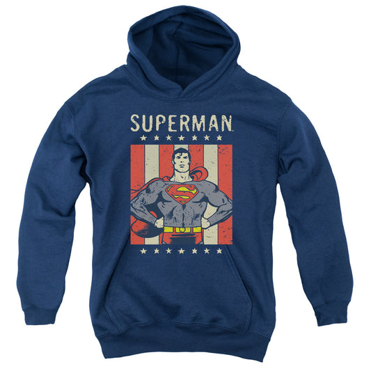 DC Comics Retro Liberty Kids Youth Hoodie Navy Blue