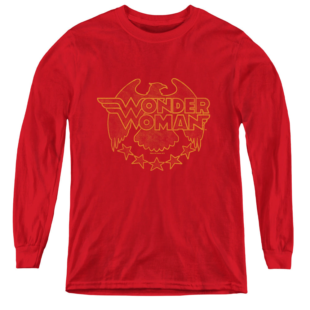 DC Comics Wonder Eagle Long Sleeve Kids Youth T Shirt Red