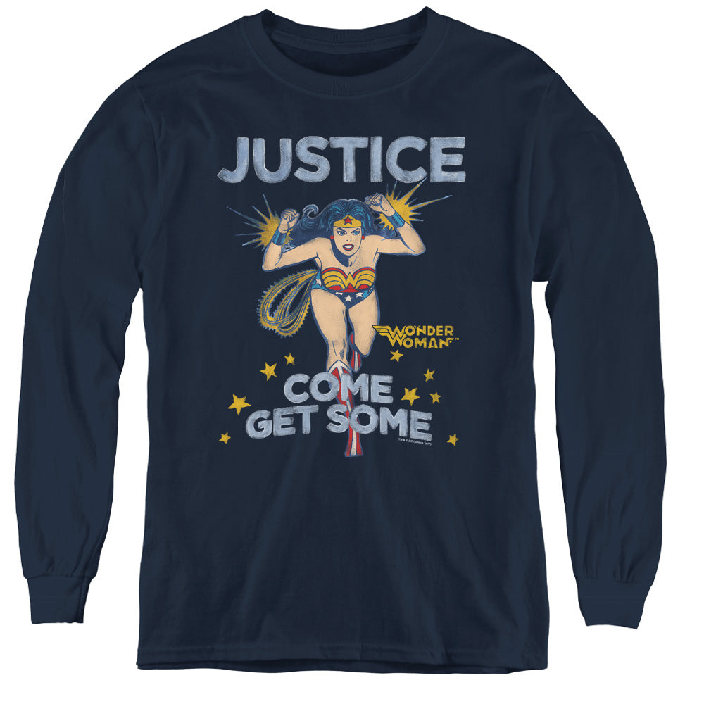 DC Comics Get Some Long Sleeve Kids Youth T Shirt Navy Blue