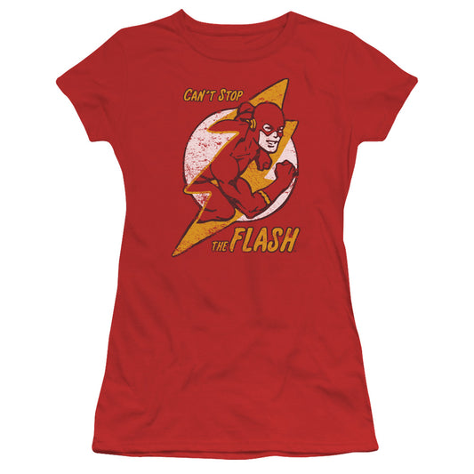 DC Comics Flash Flash Bolt Junior Sheer Cap Sleeve Womens T Shirt Red