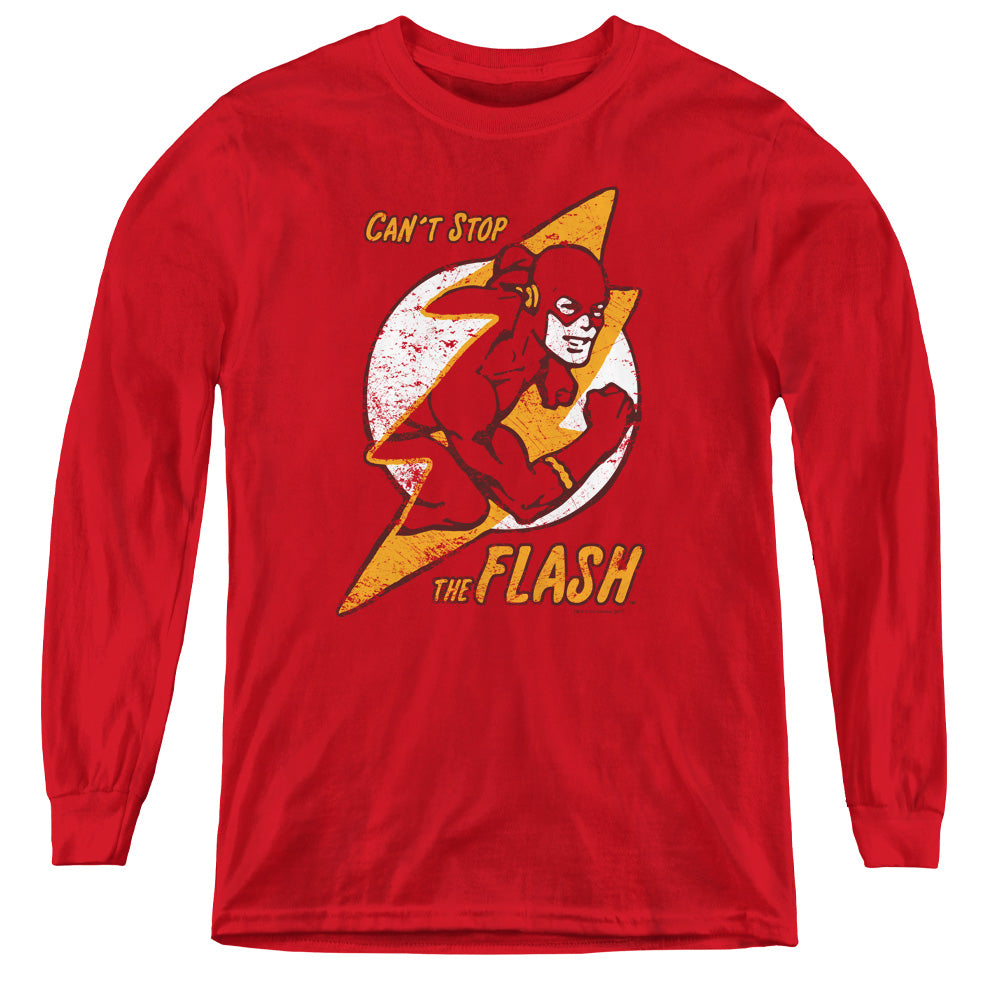 DC Comics Flash Flash Bolt Long Sleeve Kids Youth T Shirt Red