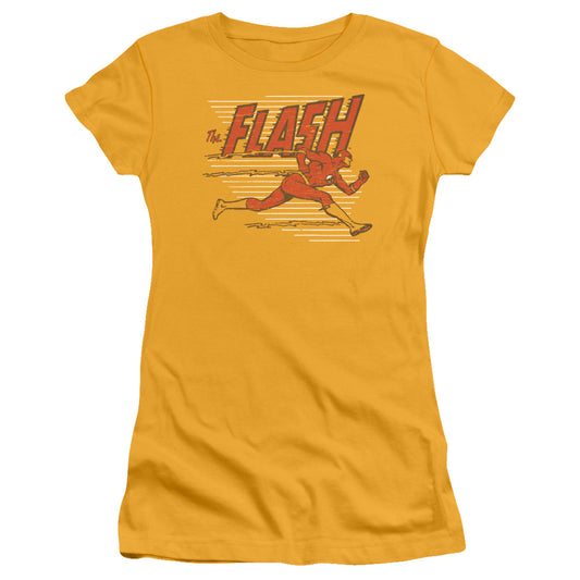 DC Comics Flash Speed Lines Junior Sheer Cap Sleeve Womens T Shirt Gold