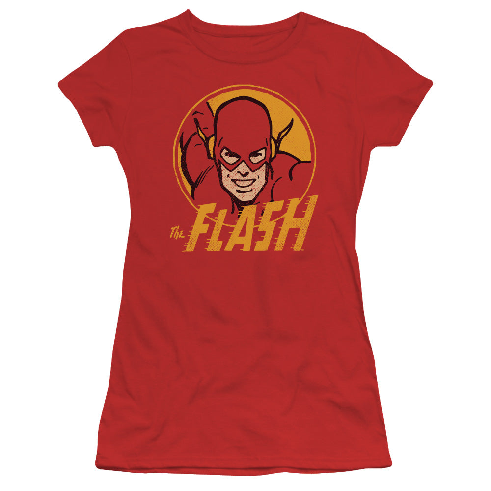 DC Comics Flash Flash Circle Junior Sheer Cap Sleeve Womens T Shirt Red