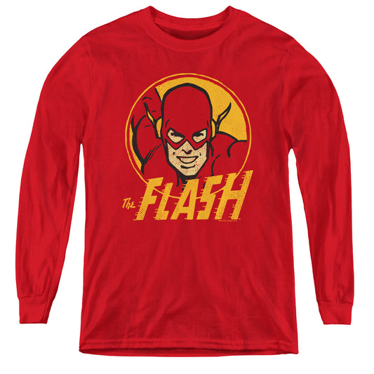 DC Comics Flash Flash Circle Long Sleeve Kids Youth T Shirt Red